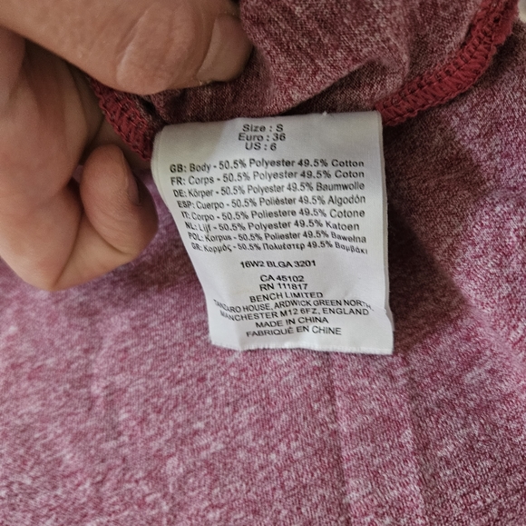 Bench purple long sleeve with logo front brand new work out run casual shirt sml - Picture 5 of 8